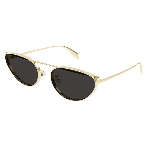 New Authentic  ALEXANDER MCQUEEN Gold Cat Eye AM0424S 001 Sunglasses Women - Picture 1 of 3